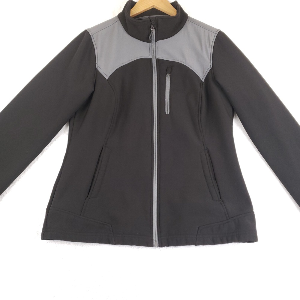 Magellan Outdoors Womens Softshell Fleece Lined Jacket Gray Charcoal L Gorpcore
